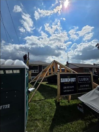 The Sawdust Factory Inc. site sign on a Hamilton job site